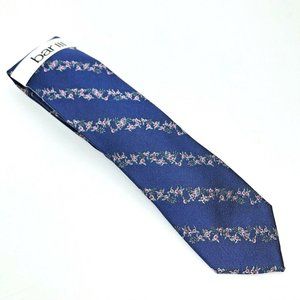 Bar III Aaron Floral Stripe Blue Skinny Neck Tie